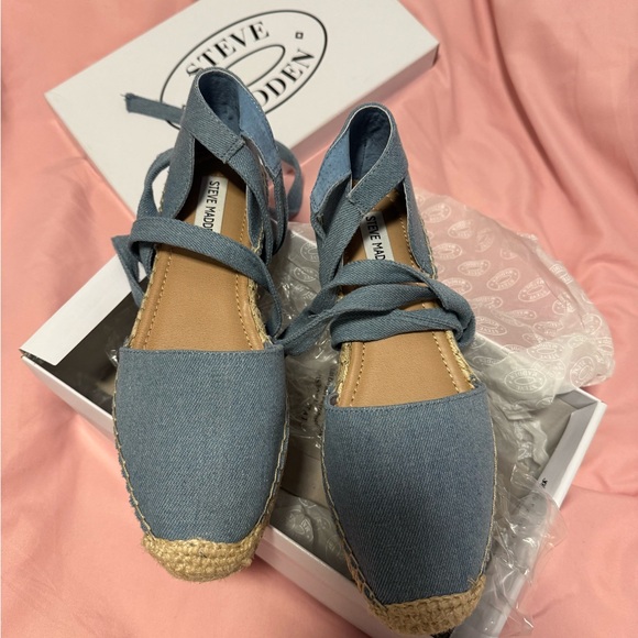Steve Madden Denim Blue Espadrille Flats - Picture 1 of 5